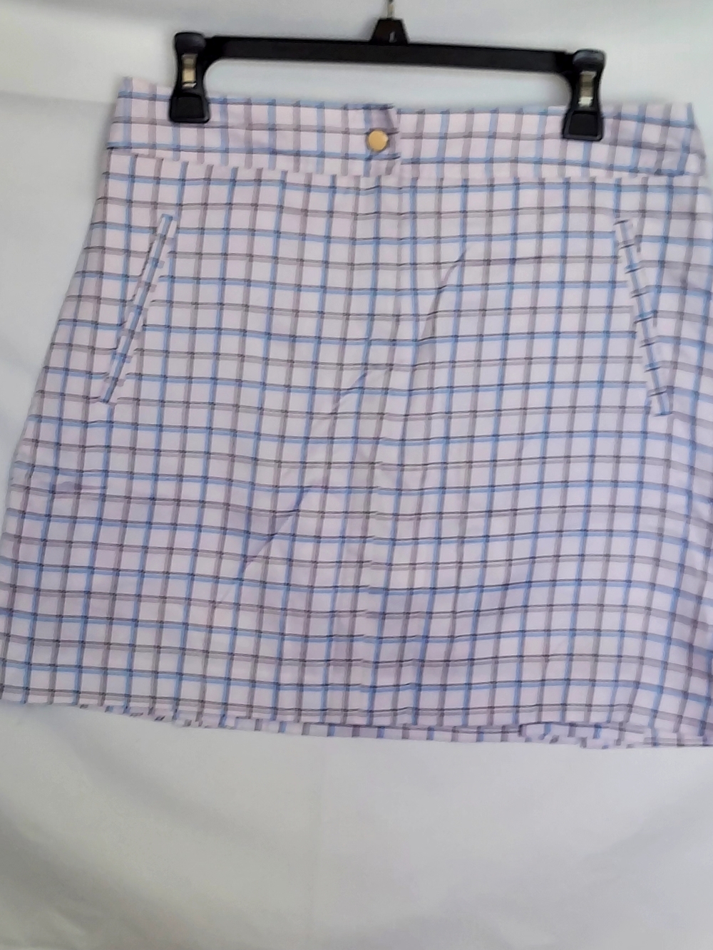 Light Blue and White Plaid Mini Skirt